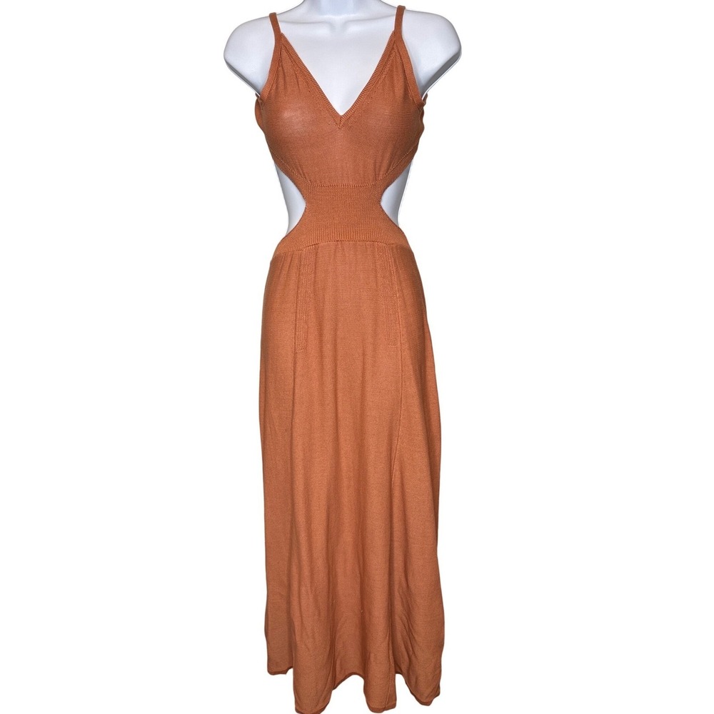 ba&sh Womens Orange Lady Cutout Knit Maxi Dress Sz 1/S Chic Resortwear Sundress